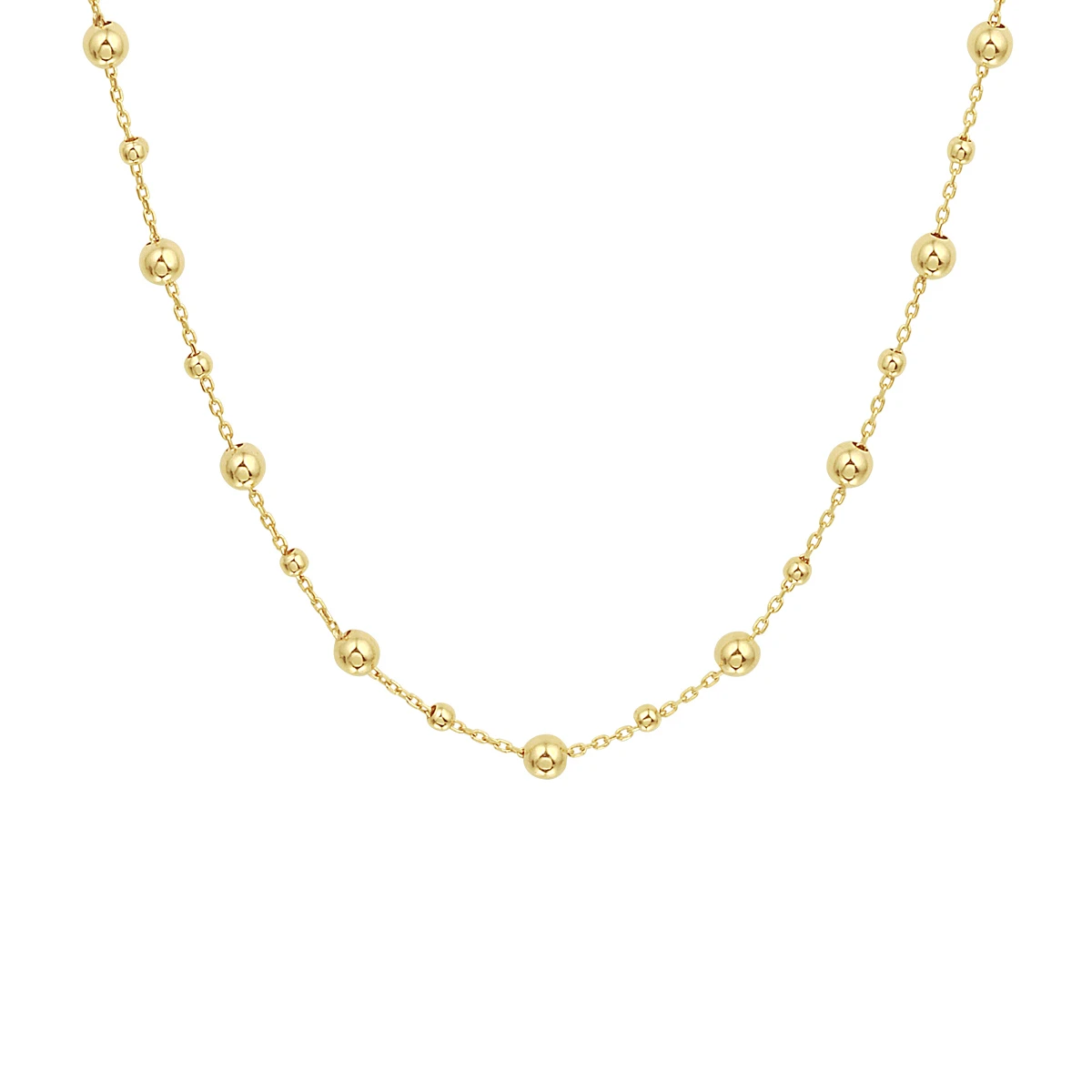 collier bolletjes 0,8 mm 42 - 45 cm 14K geelgoud