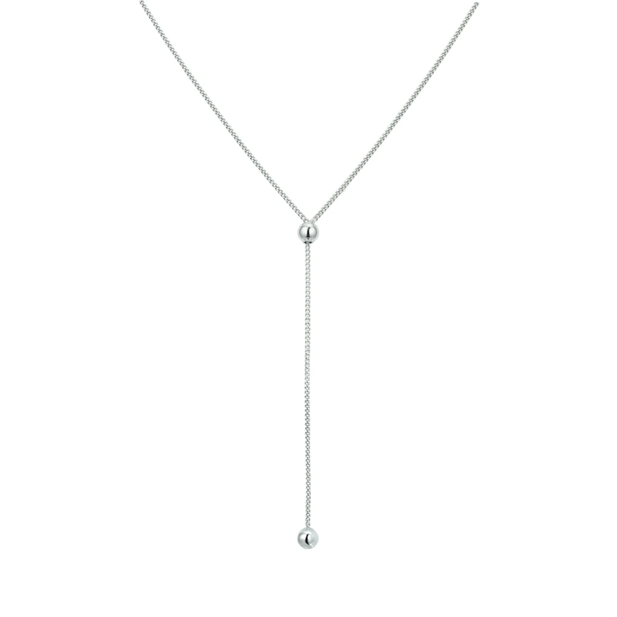 collier bolletjes 1,0 mm 45 + 5 cm zilver gerhodineerd
