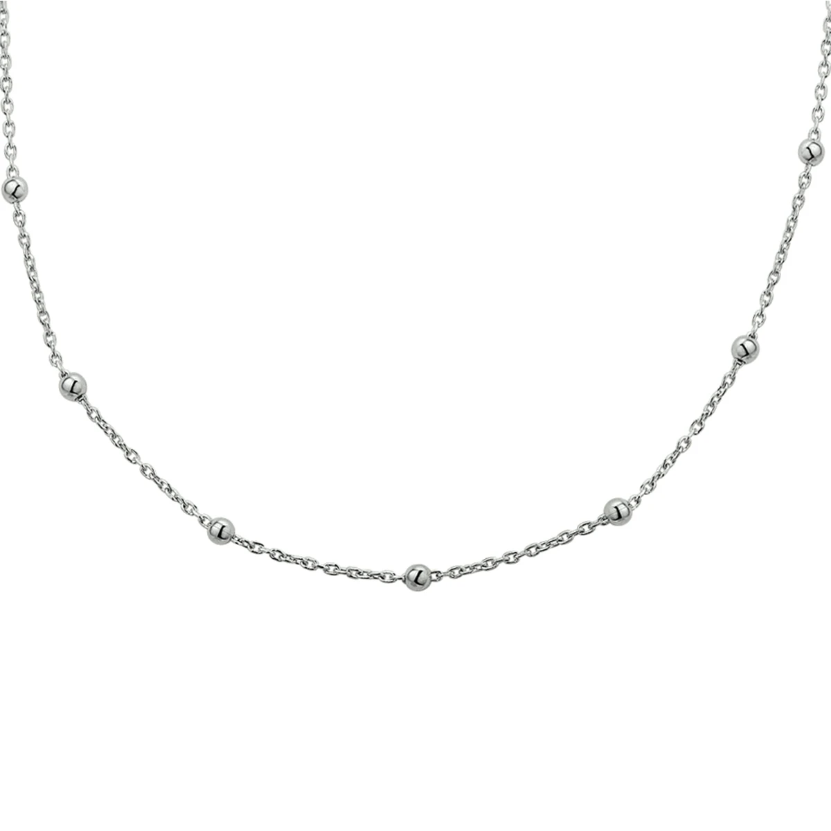 collier bolletjes 1,2 mm 40 + 4 cm zilver gerhodineerd