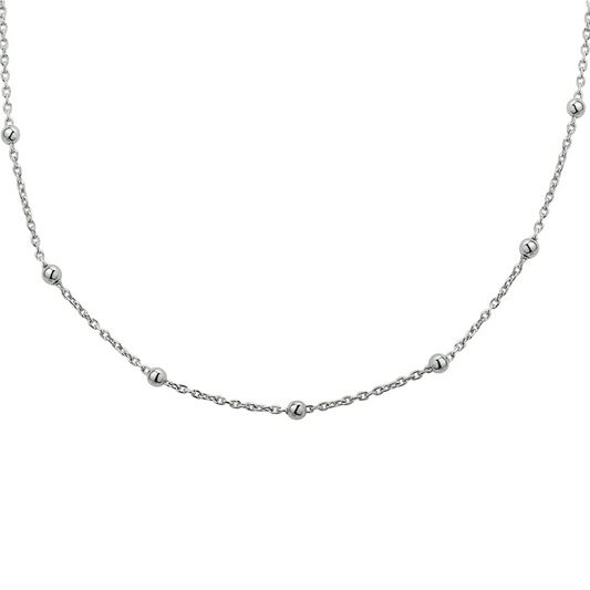 collier bolletjes 1,2 mm 40 + 4 cm zilver gerhodineerd