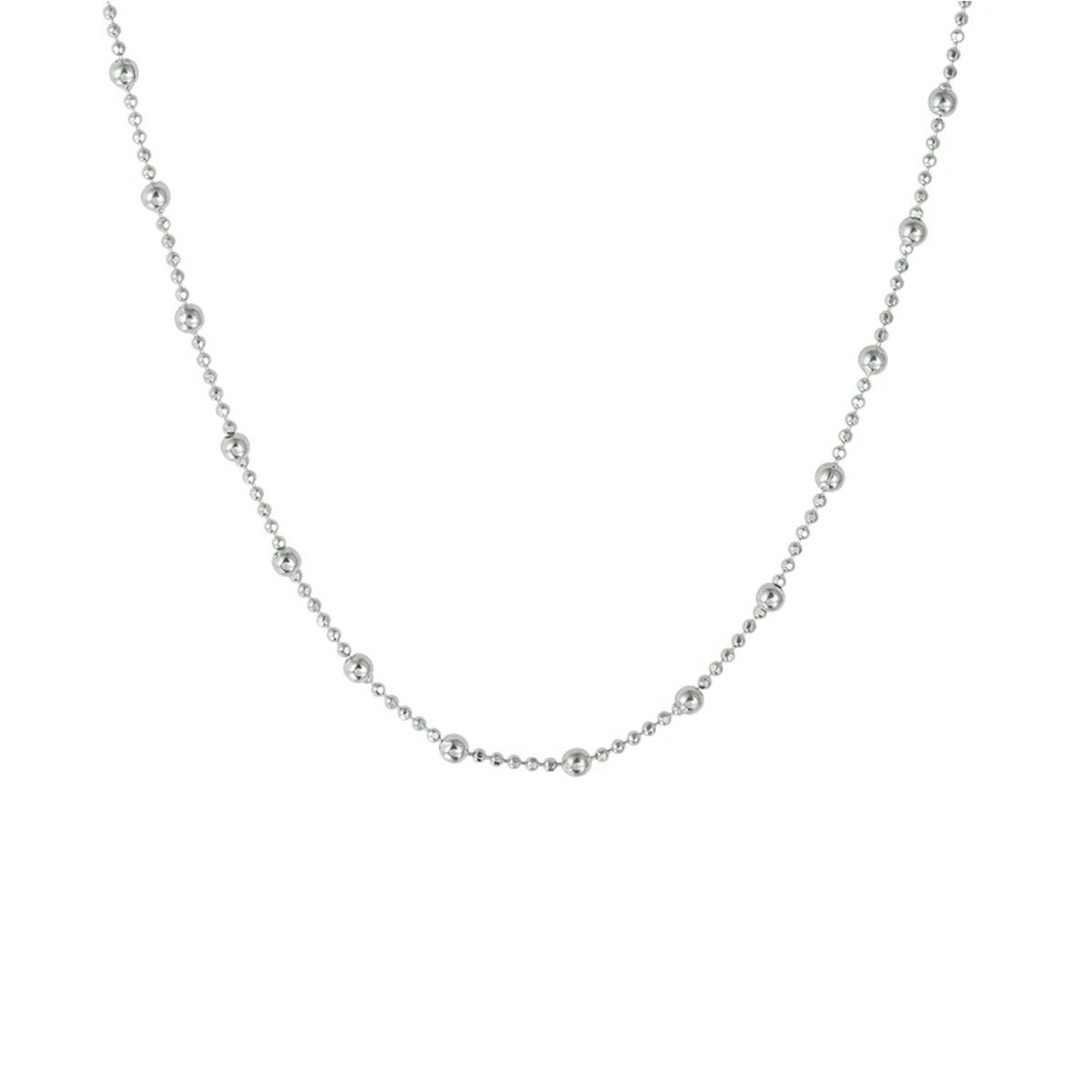 collier bolletjes 2,0 mm 40 + 4 cm zilver gerhodineerd