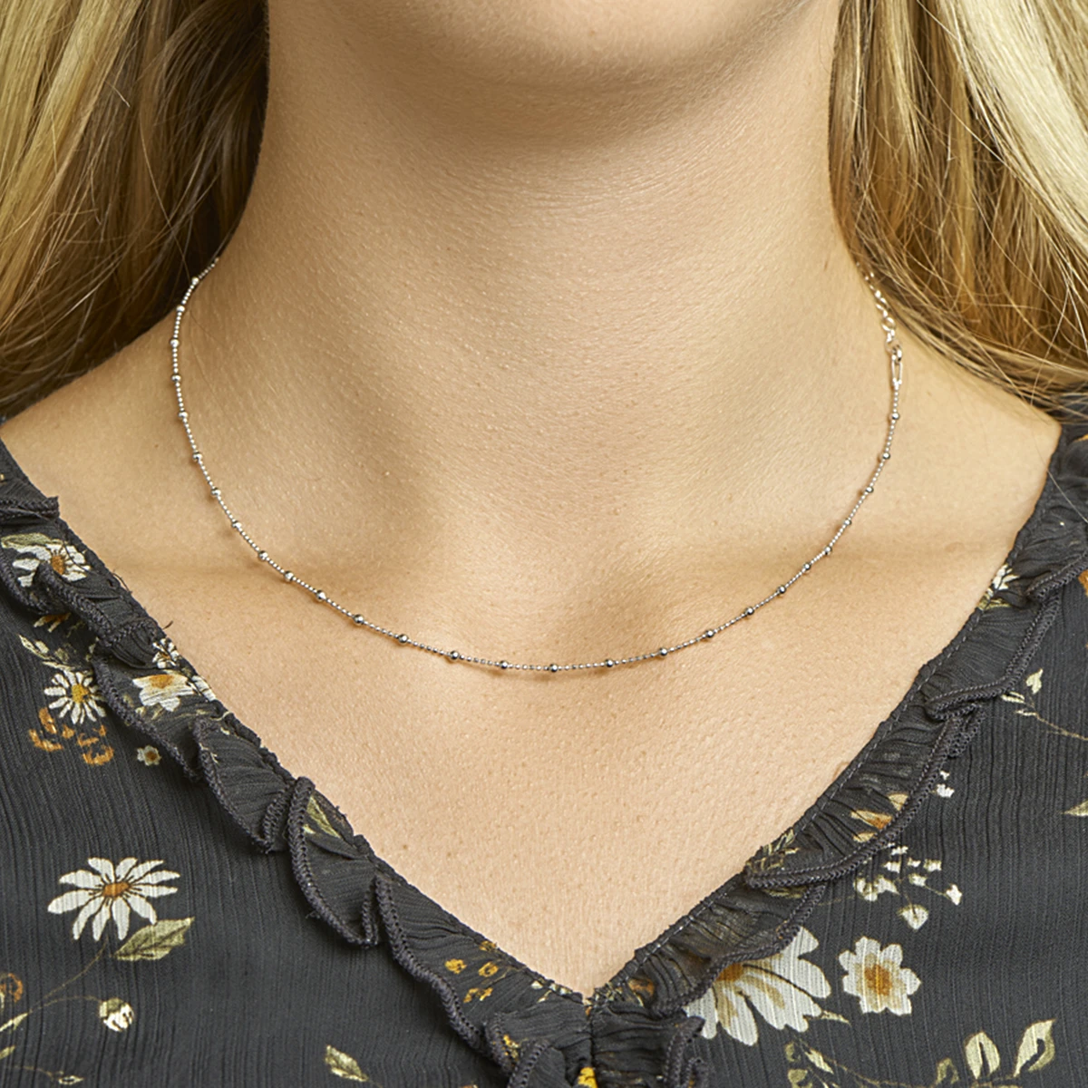 collier bolletjes 2,0 mm 40 + 4 cm zilver gerhodineerd
