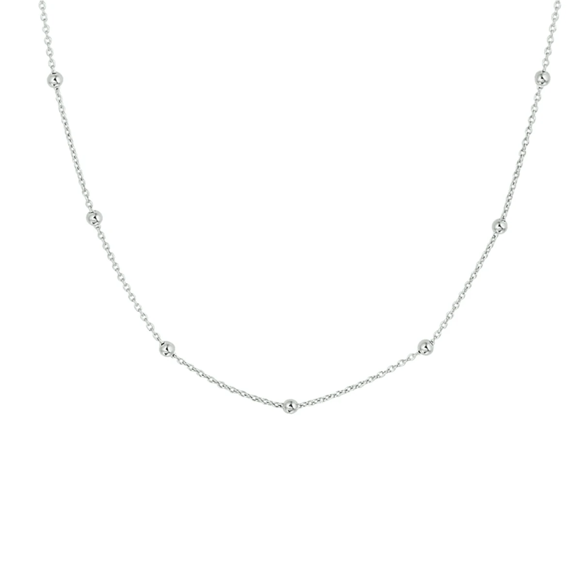 collier bolletjes 2,0 mm 40 + 4 cm zilver gerhodineerd
