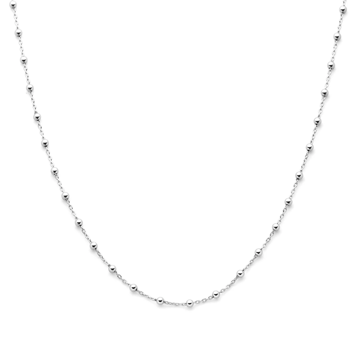 collier bolletjes 2,5 mm 40 + 4 cm zilver gerhodineerd