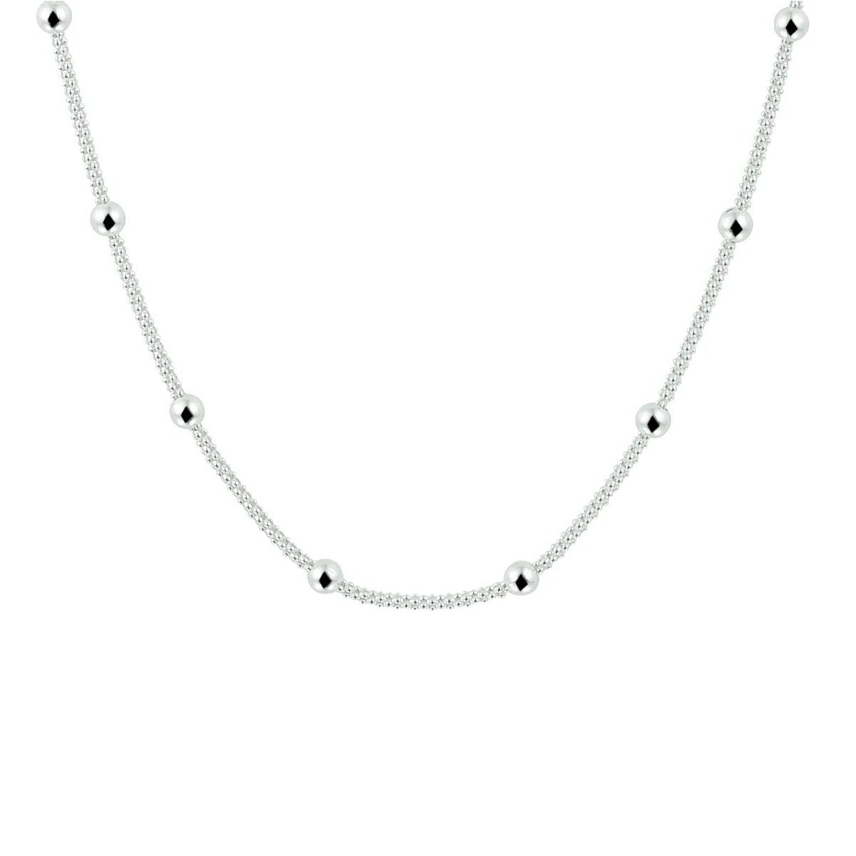 collier bolletjes 3,0 mm 42 + 3 cm zilver wit