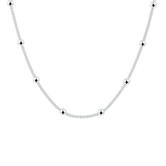 collier bolletjes 3,0 mm 42 + 3 cm zilver wit