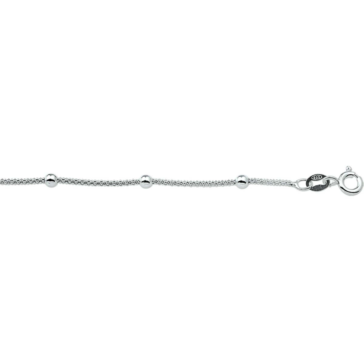 collier bolletjes 3,0 mm 42 + 3 cm zilver wit