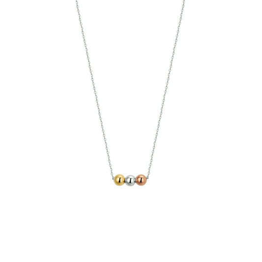 collier bolletjes tricolor 40 - 42 - 44 cm 14K tricolor goud