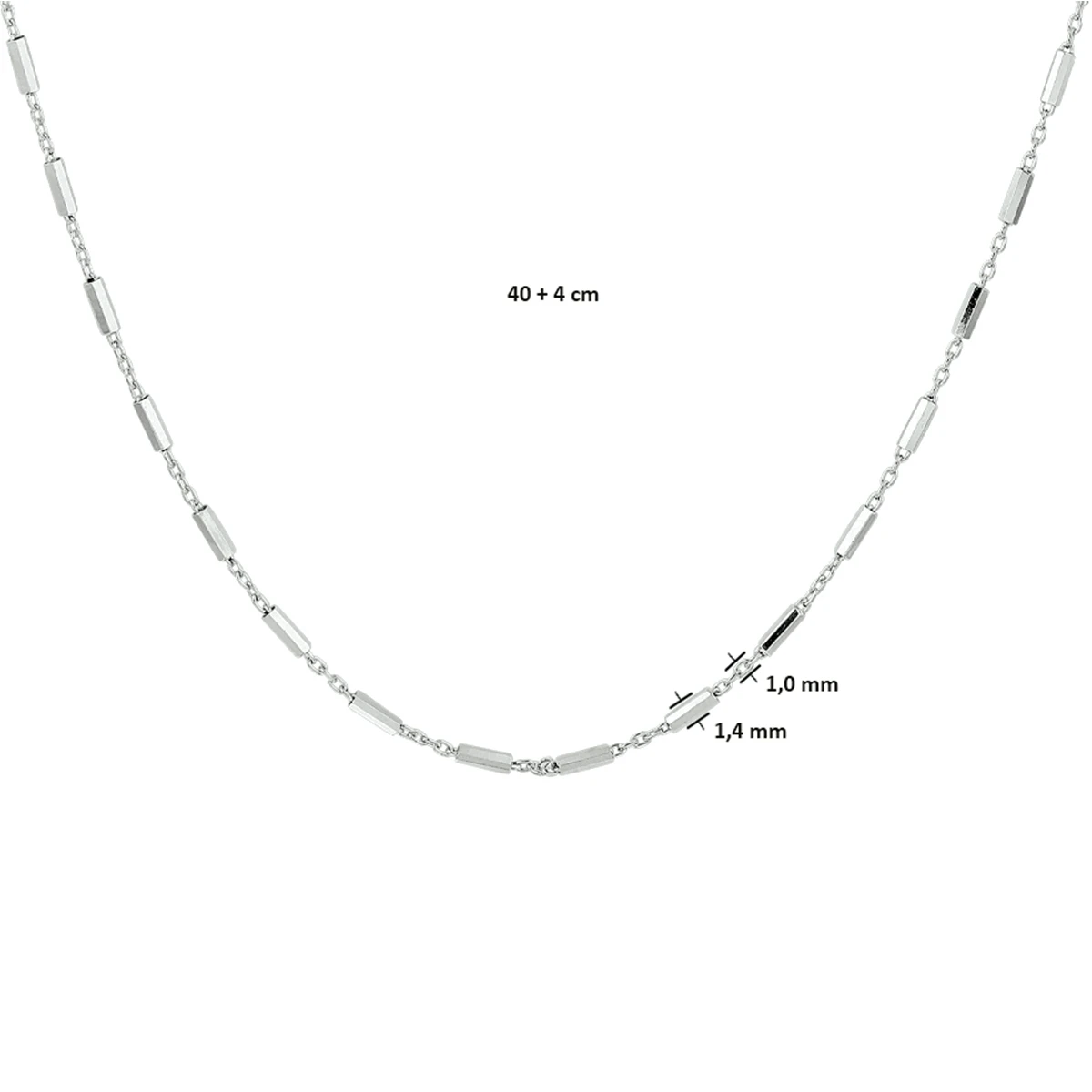 collier buisjes 1,4 mm zilver gerhodineerd