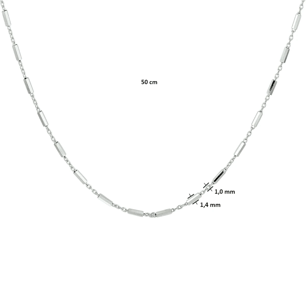collier buisjes 1,4 mm zilver gerhodineerd