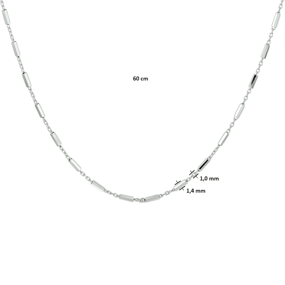collier buisjes 1,4 mm zilver gerhodineerd
