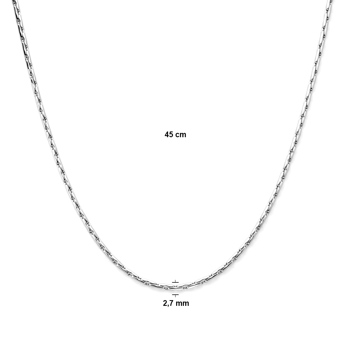 collier cardano 2,7 mm 45 cm zilver gerhodineerd