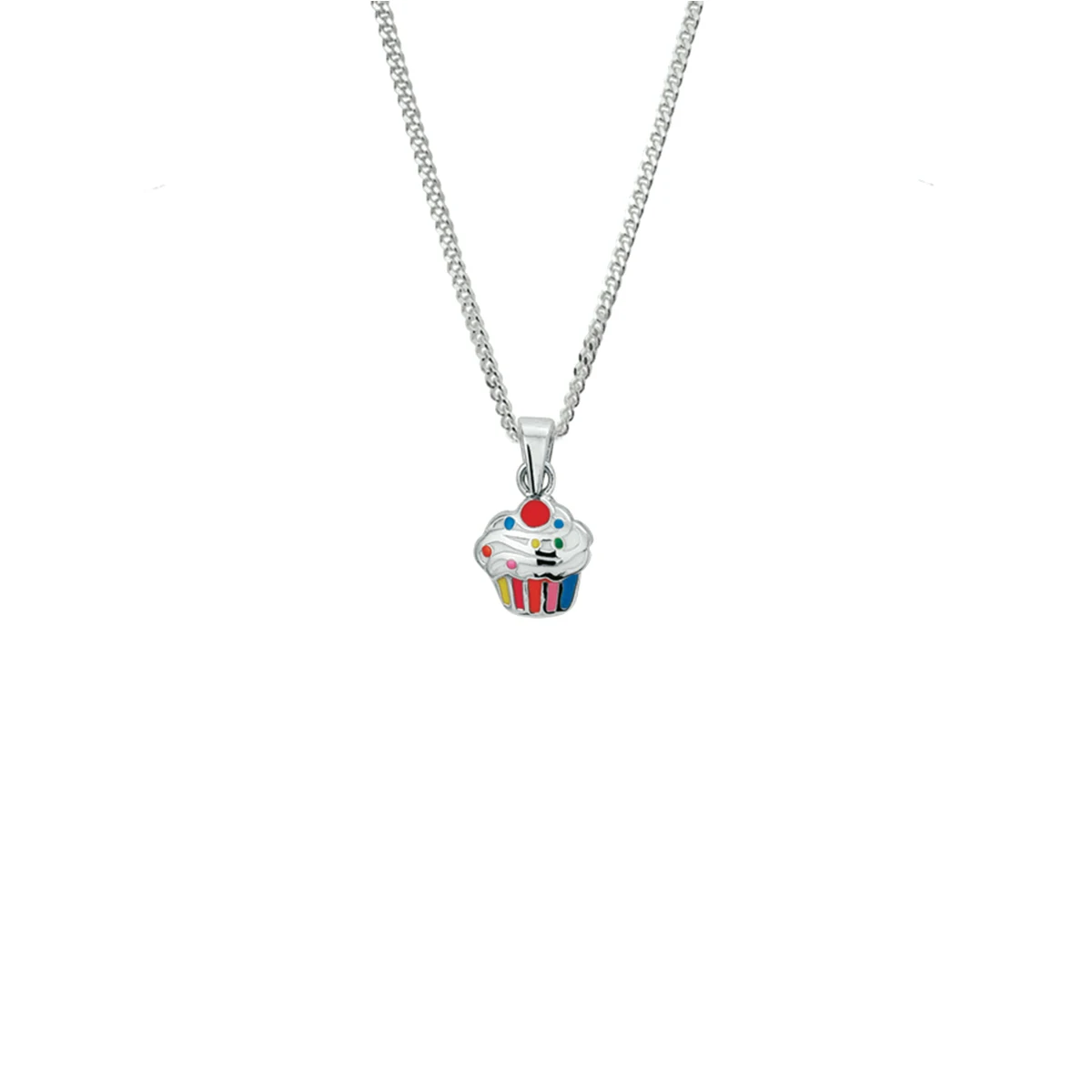 collier cupcake emaille 36 + 4 cm zilver gerhodineerd