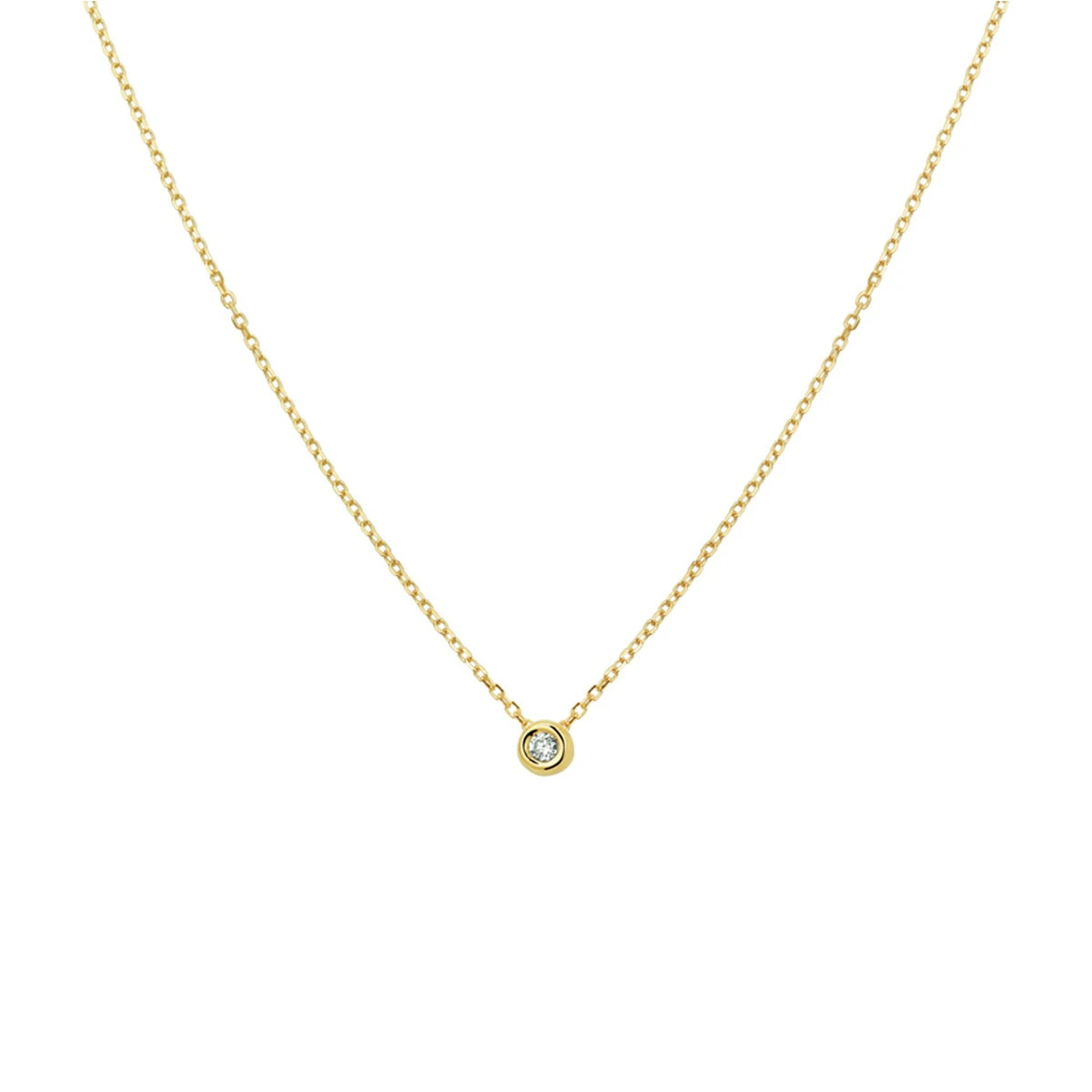 collier diamant 0.03ct h si 41 - 43 - 45 cm 14K geelgoud