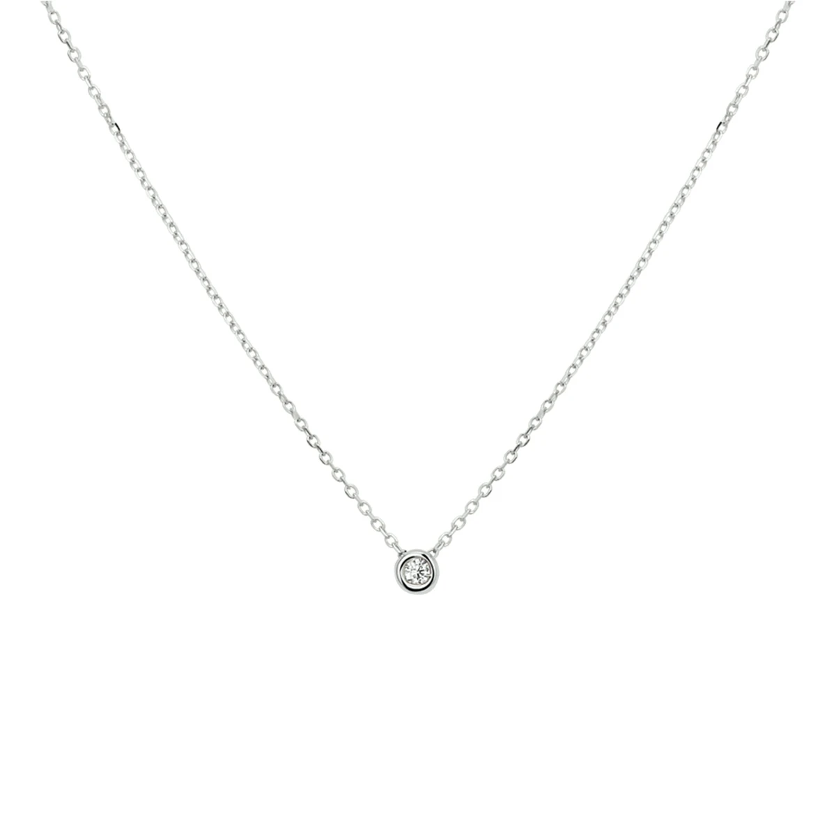 collier diamant 0.03ct h si 41 - 43 - 45 cm 14K witgoud