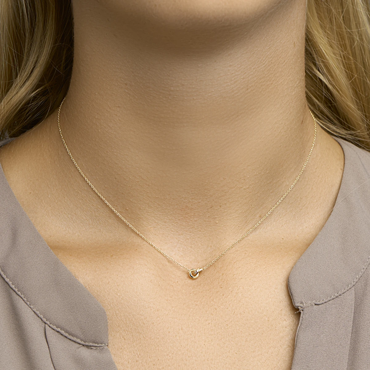 collier diamant 0.05ct h si 39 - 40,5 - 42 cm 14K geelgoud