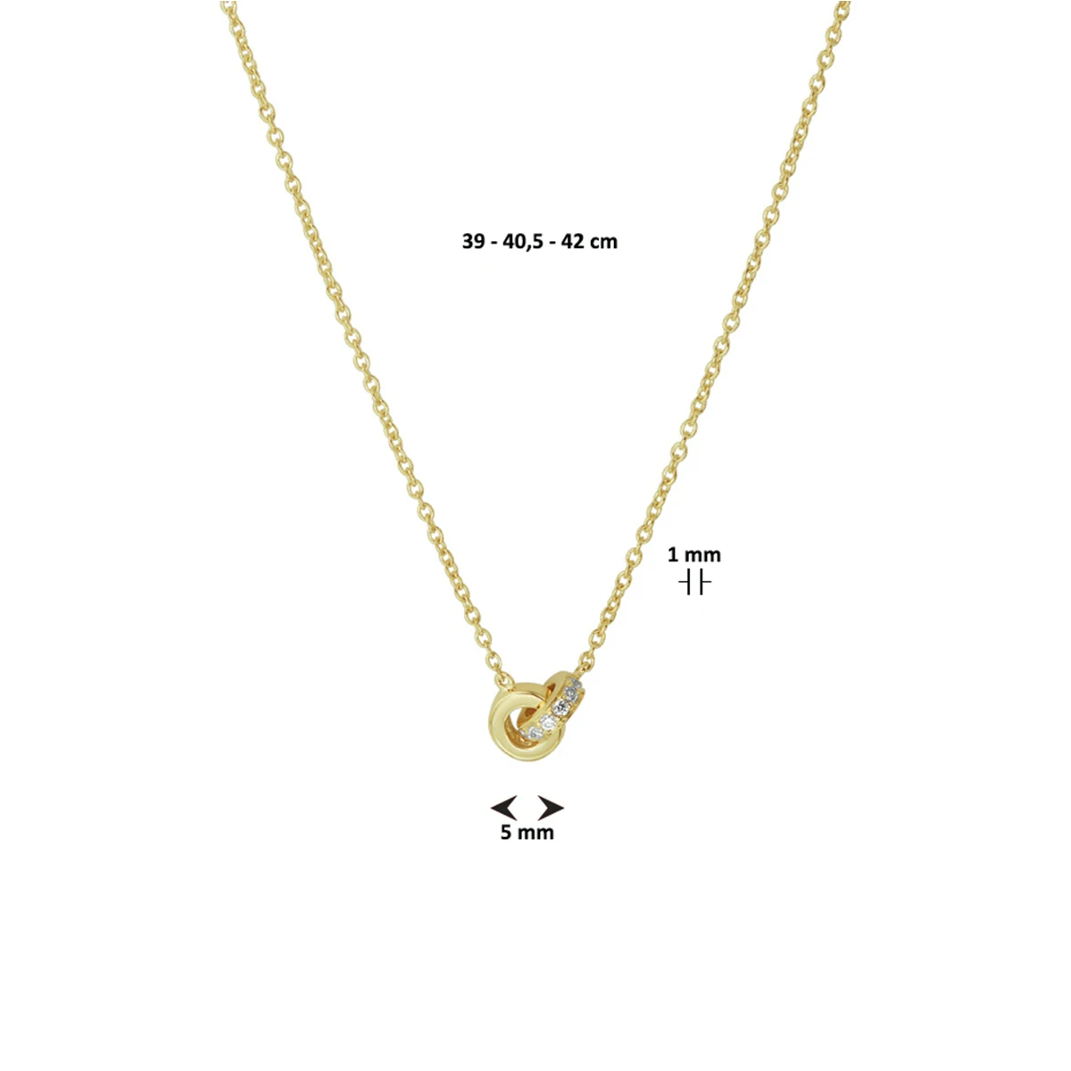collier diamant 0.05ct h si 39 - 40,5 - 42 cm 14K geelgoud