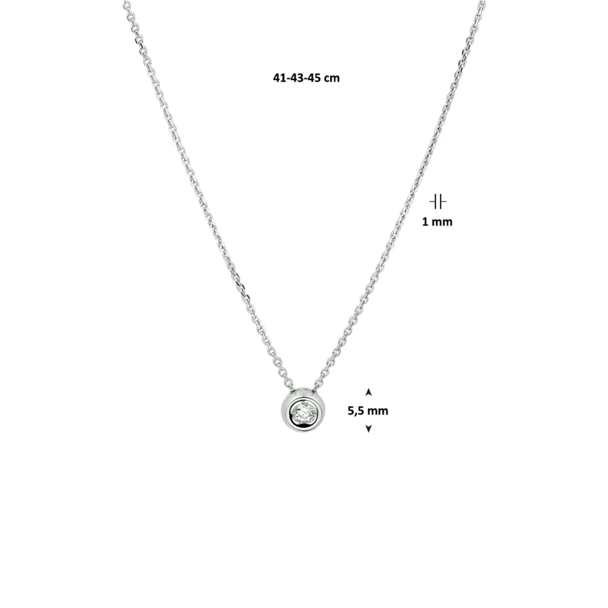collier diamant 0.05ct h si 41 - 43 - 45 cm 14K witgoud