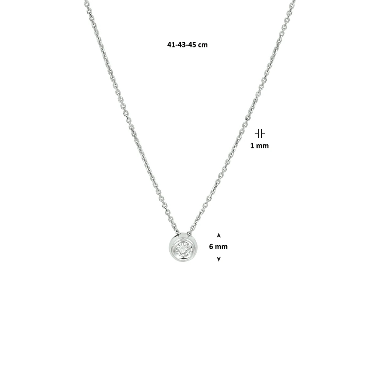 collier diamant 0.10ct h si 41 - 43 - 45 cm 14K witgoud