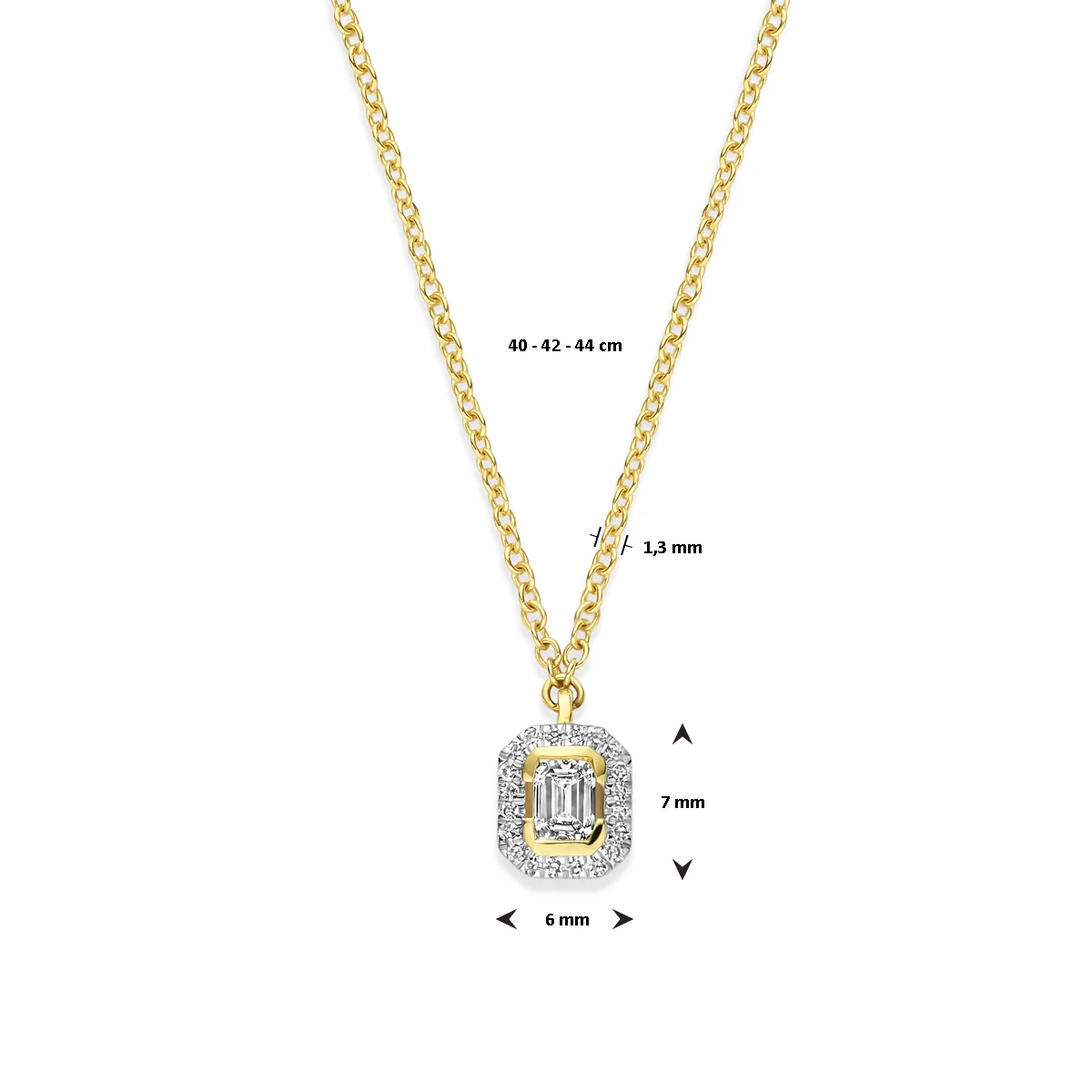 collier diamant 40 - 42 - 44 cm 0.255ct h si 14K geelgoud