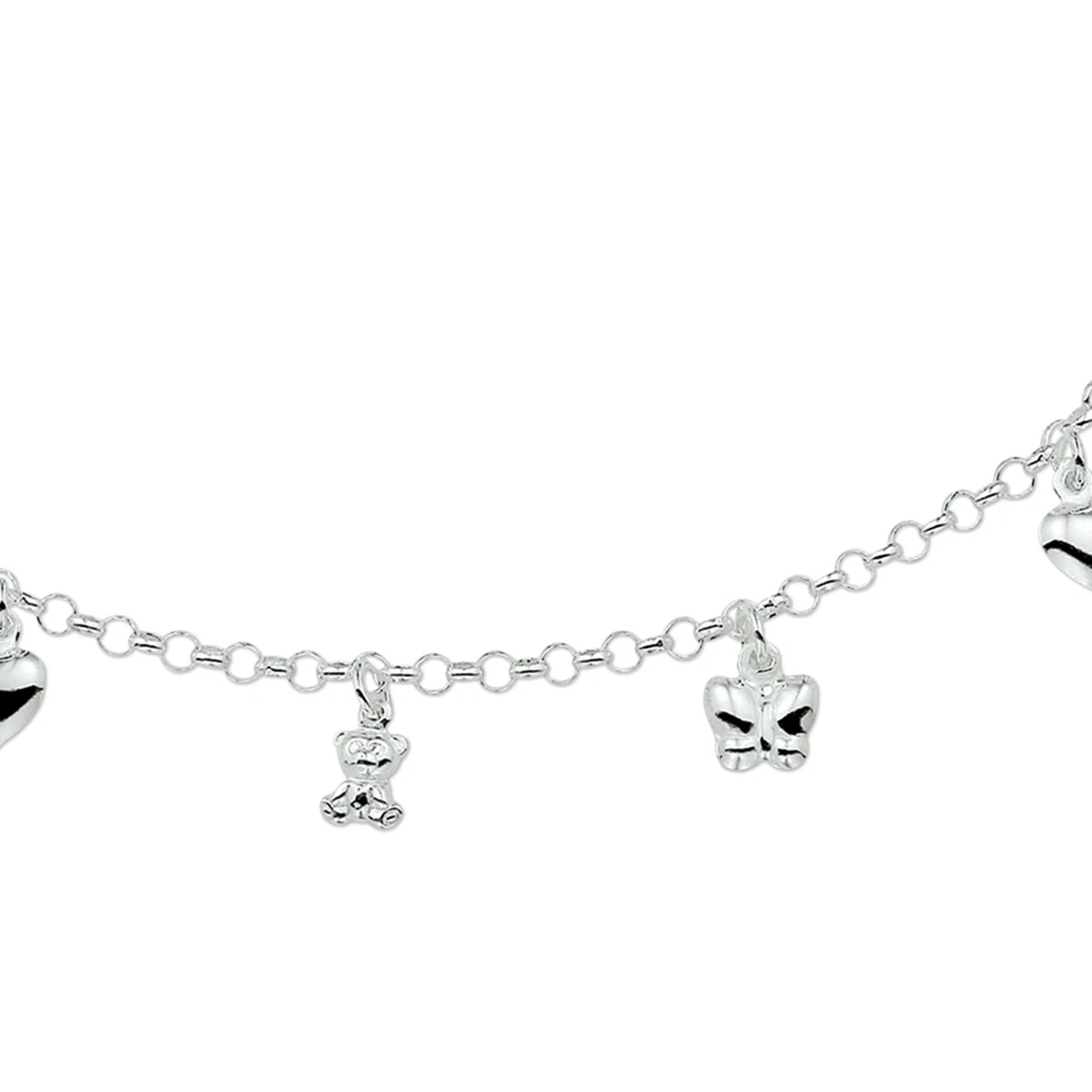 collier diverse bedels 42 cm zilver wit