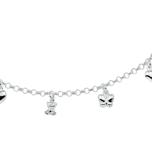 collier diverse bedels 42 cm zilver wit