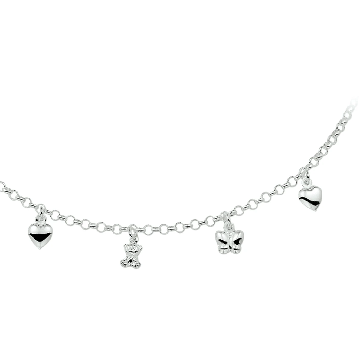 collier diverse bedels 42 cm zilver wit