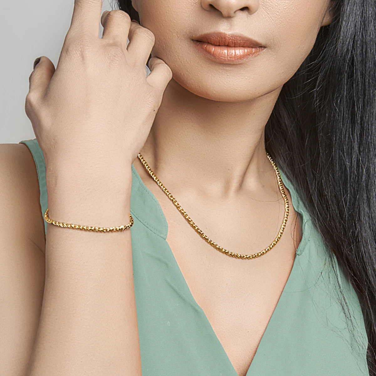 collier draadschakel massief 2,8 mm 45 cm silgold (geel met zilverkern)