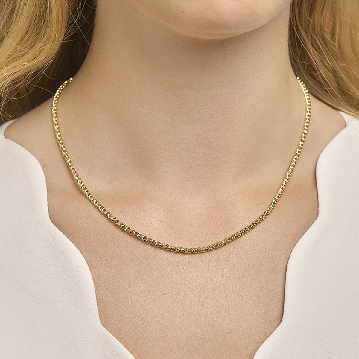 collier draadschakel massief 2,8 mm 45 cm silgold (geel met zilverkern)