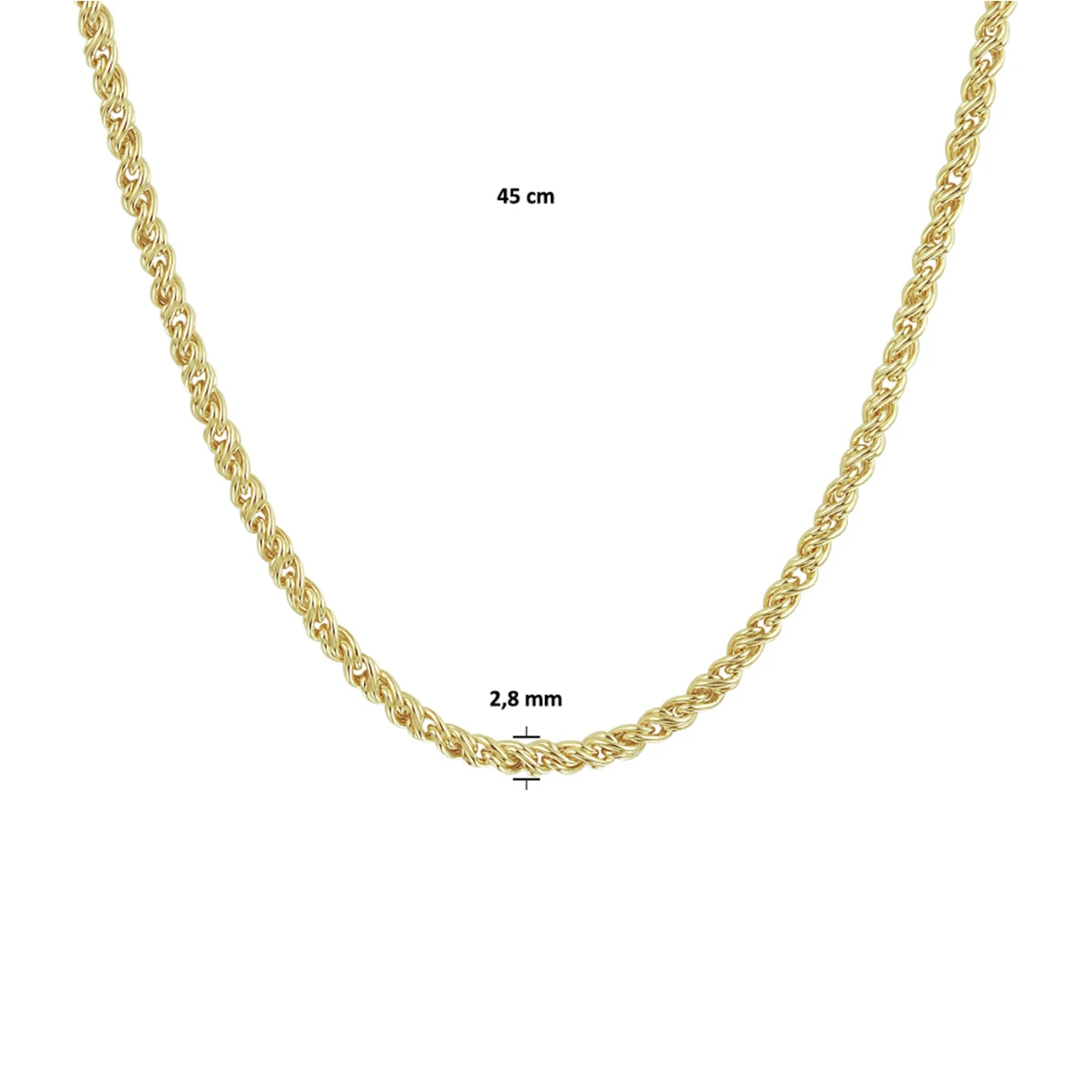 collier draadschakel massief 2,8 mm 45 cm silgold (geel met zilverkern)