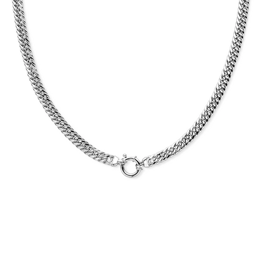 collier dubbel gourmette 7,4 mm 45 cm met groot veerslot zilver wit