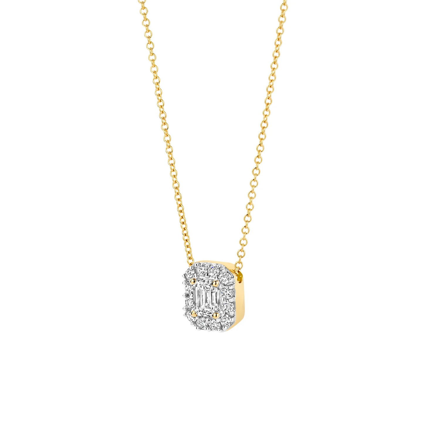 Collier Geelgoud (14k) met Lab grown Diamant