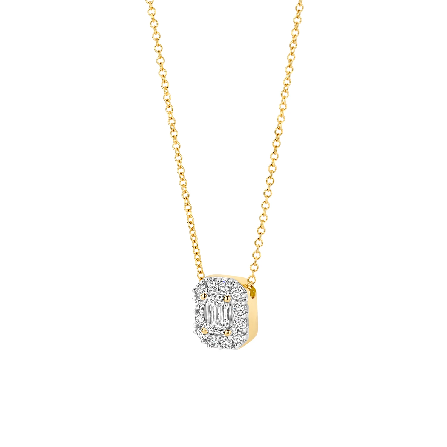 Collier Geelgoud (14k) met Lab grown Diamant