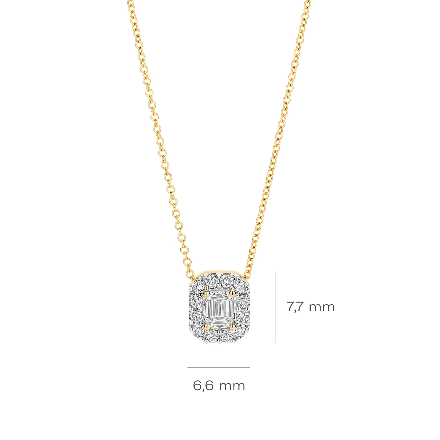 Collier Geelgoud (14k) met Lab grown Diamant