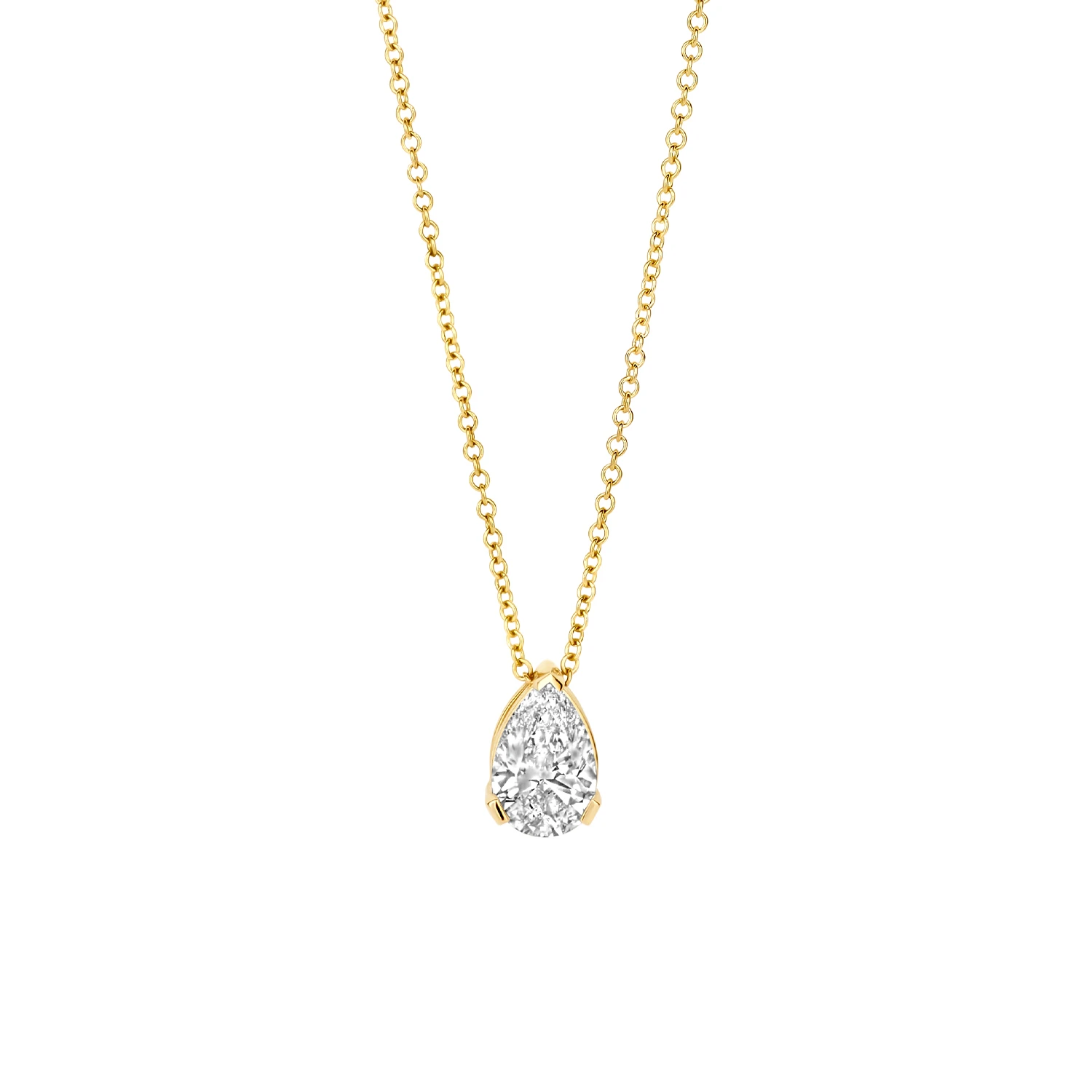 Collier Geelgoud (14k) met Lab grown Diamant