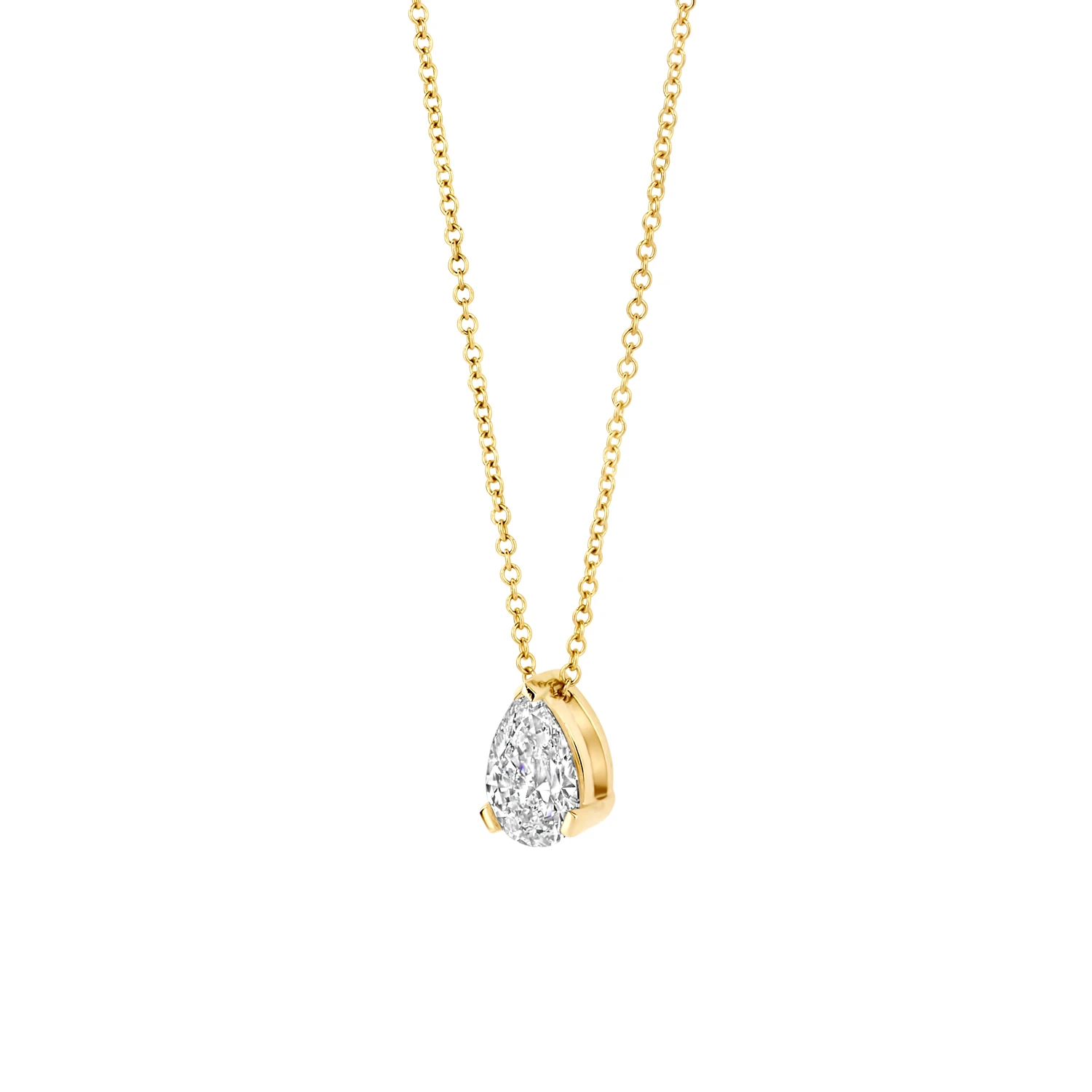 Collier Geelgoud (14k) met Lab grown Diamant