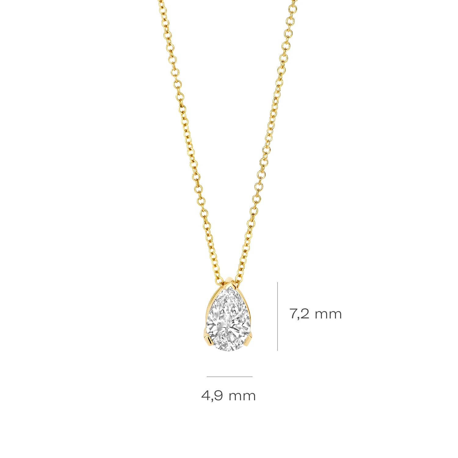 Collier Geelgoud (14k) met Lab grown Diamant