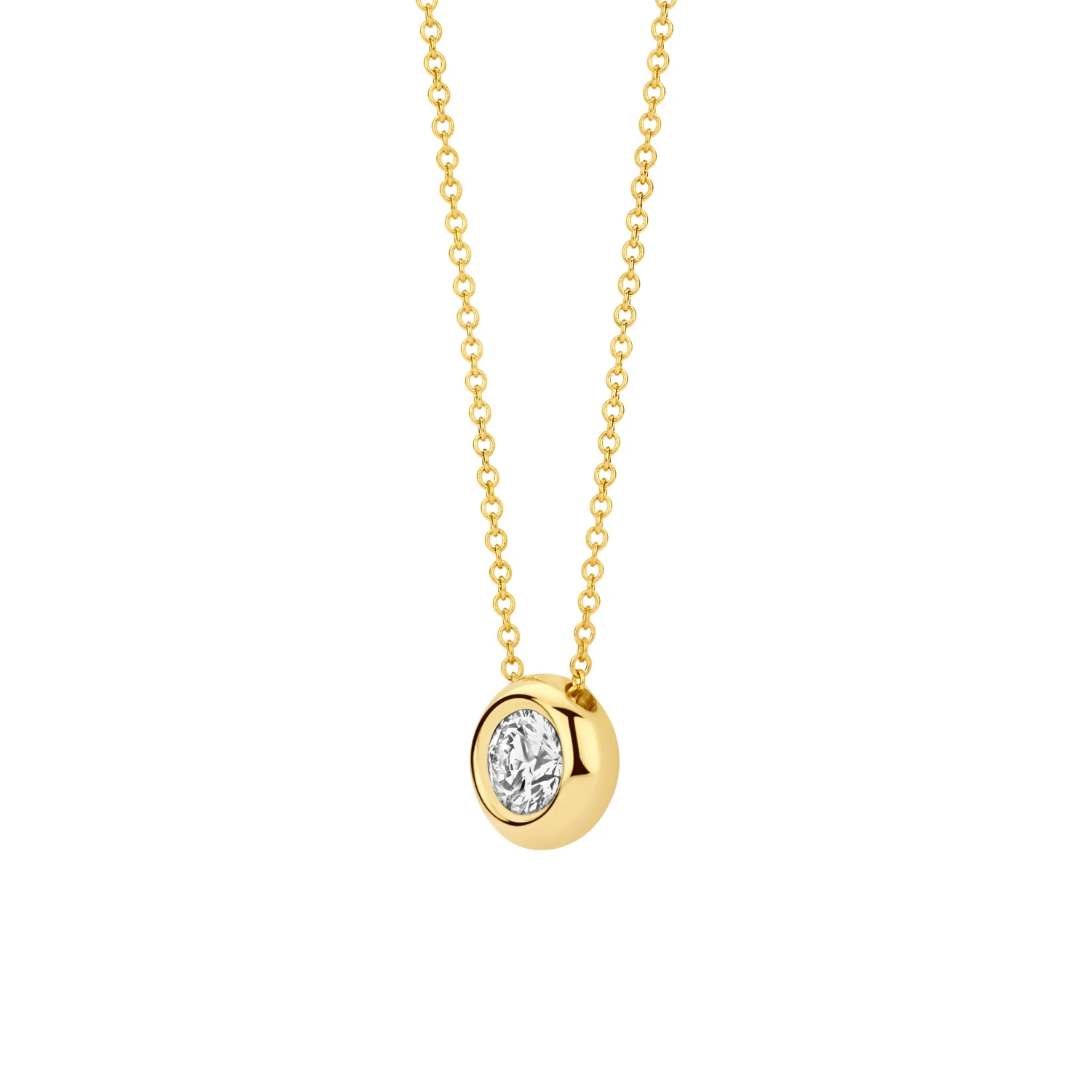 Collier Geelgoud 14k met lab grown diamant