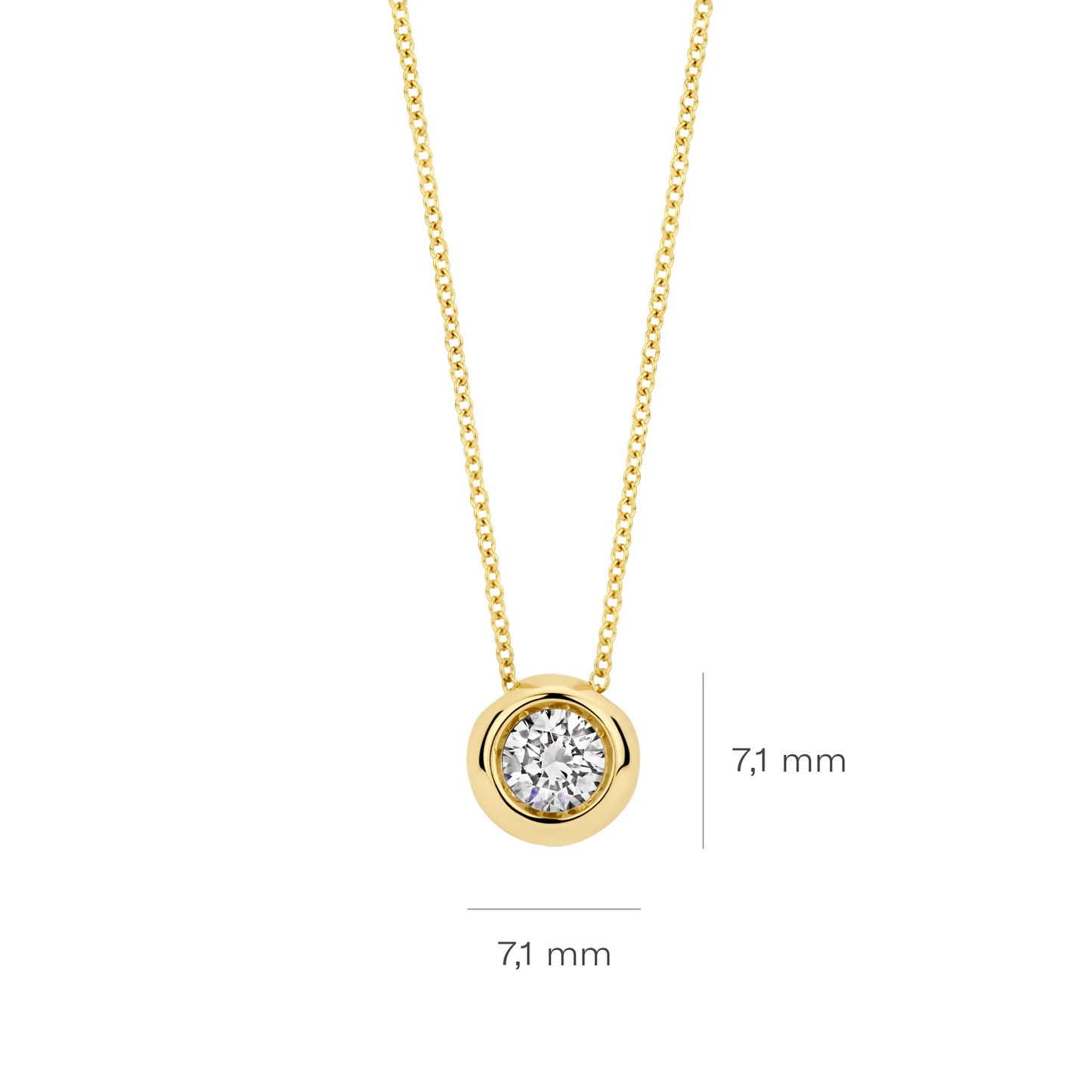 Collier Geelgoud 14k met lab grown diamant