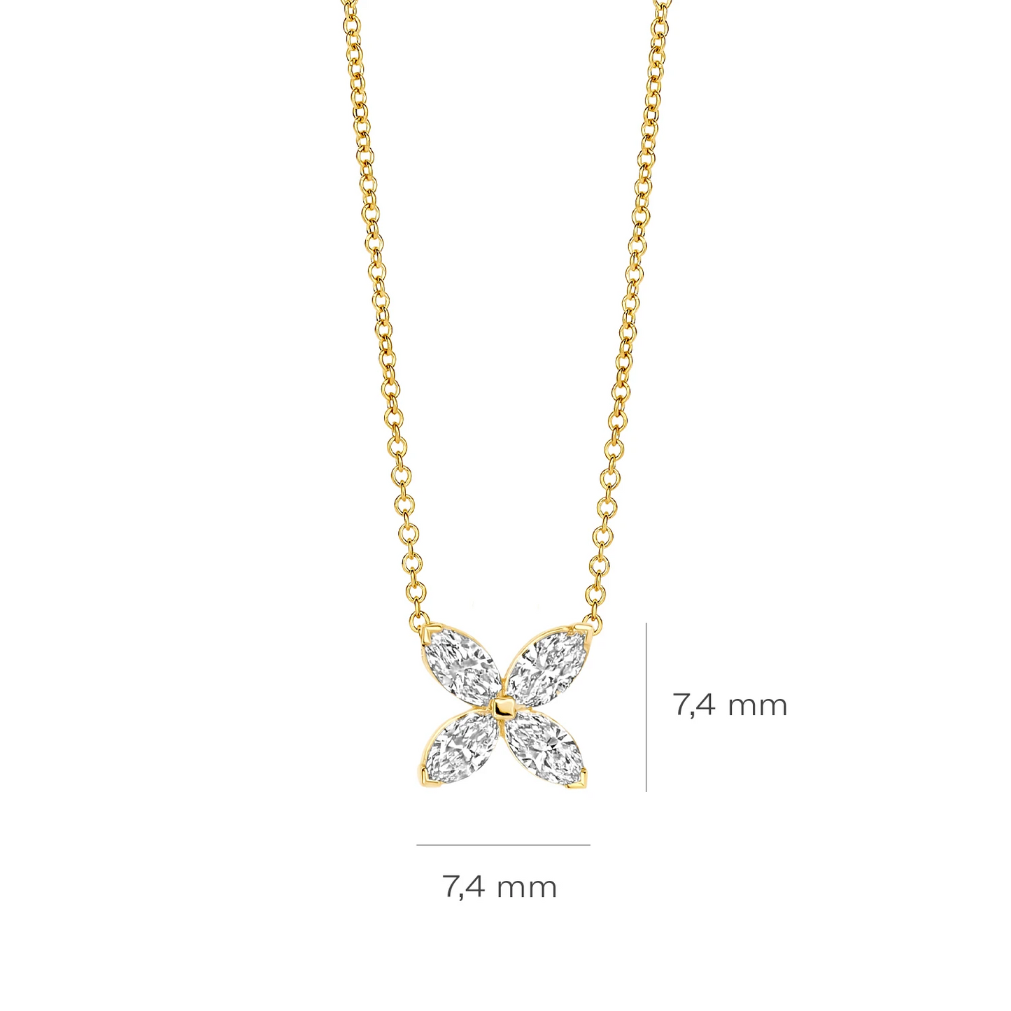 Collier Geelgoud (14k) met Lab grown Diamant