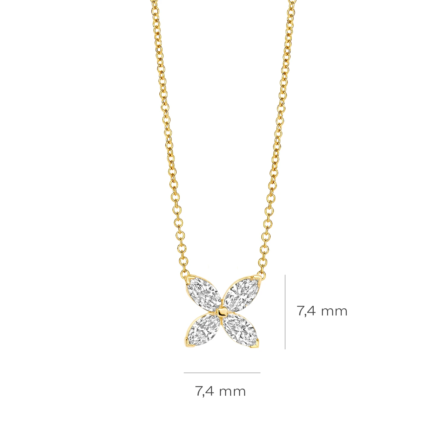 Collier Geelgoud (14k) met Lab grown Diamant