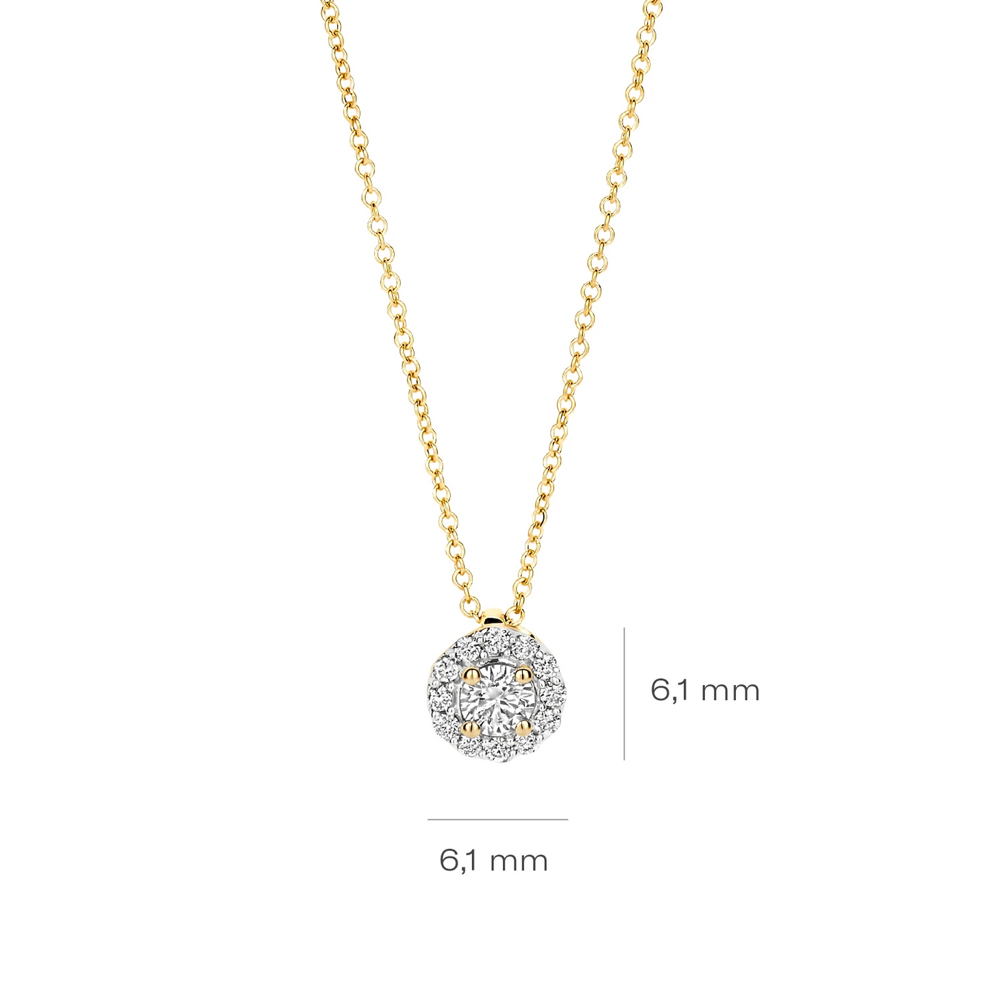 Collier Geelgoud (14k) met Lab grown Diamant