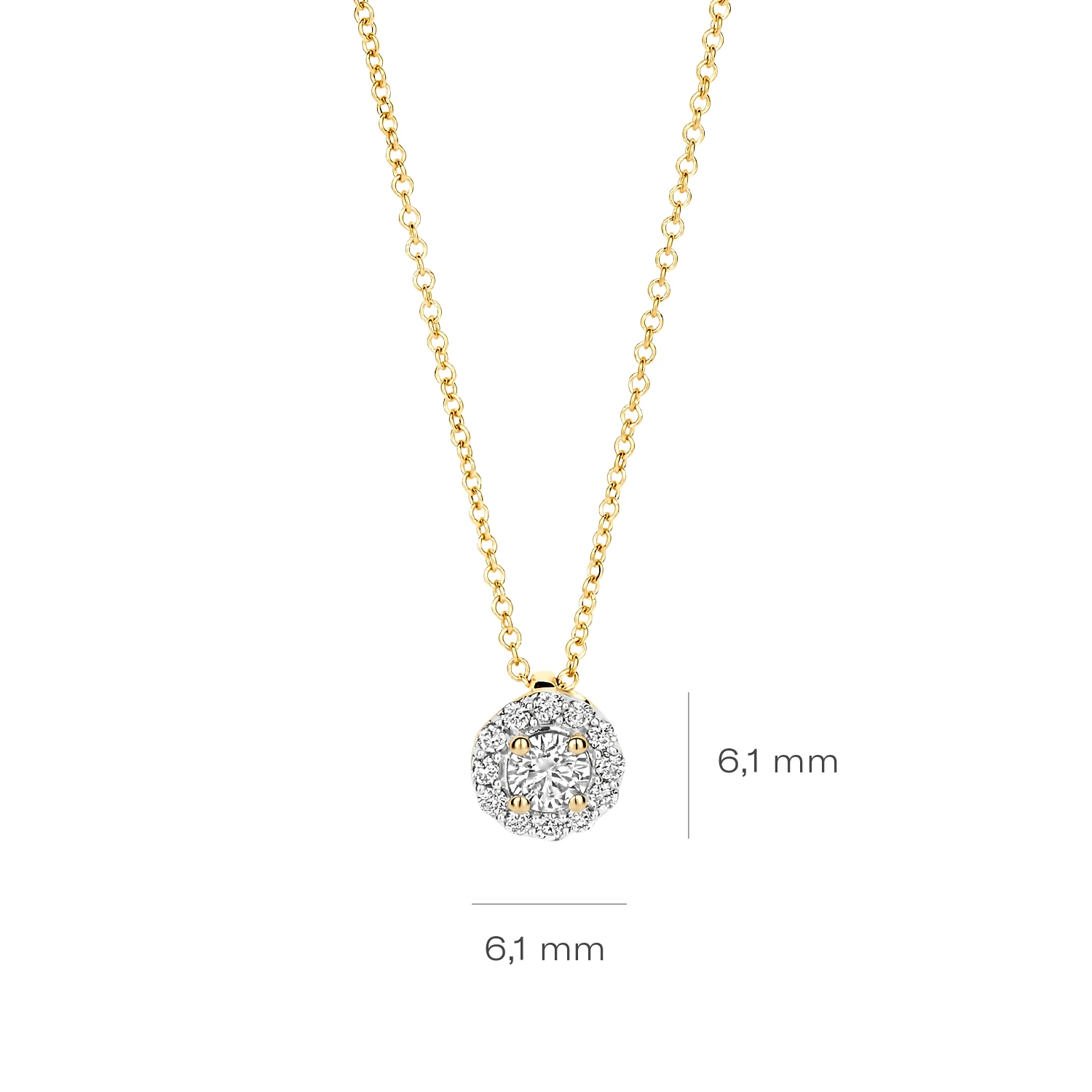Collier Geelgoud (14k) met Lab grown Diamant