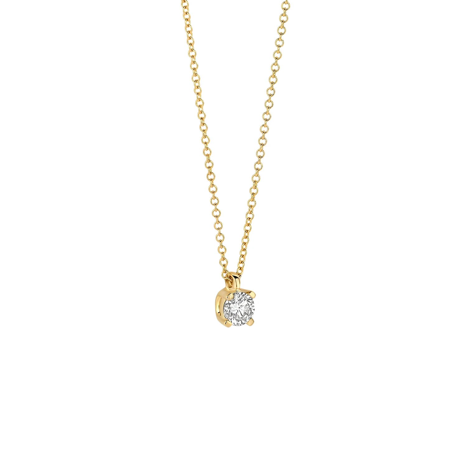 Collier Geelgoud (14k) met Lab grown Diamant