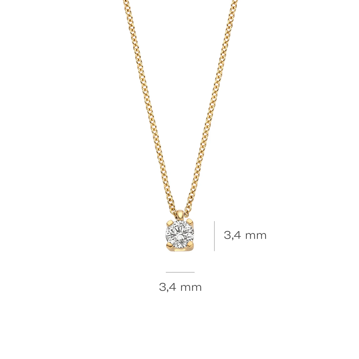 Collier Geelgoud (14k) met Lab grown Diamant