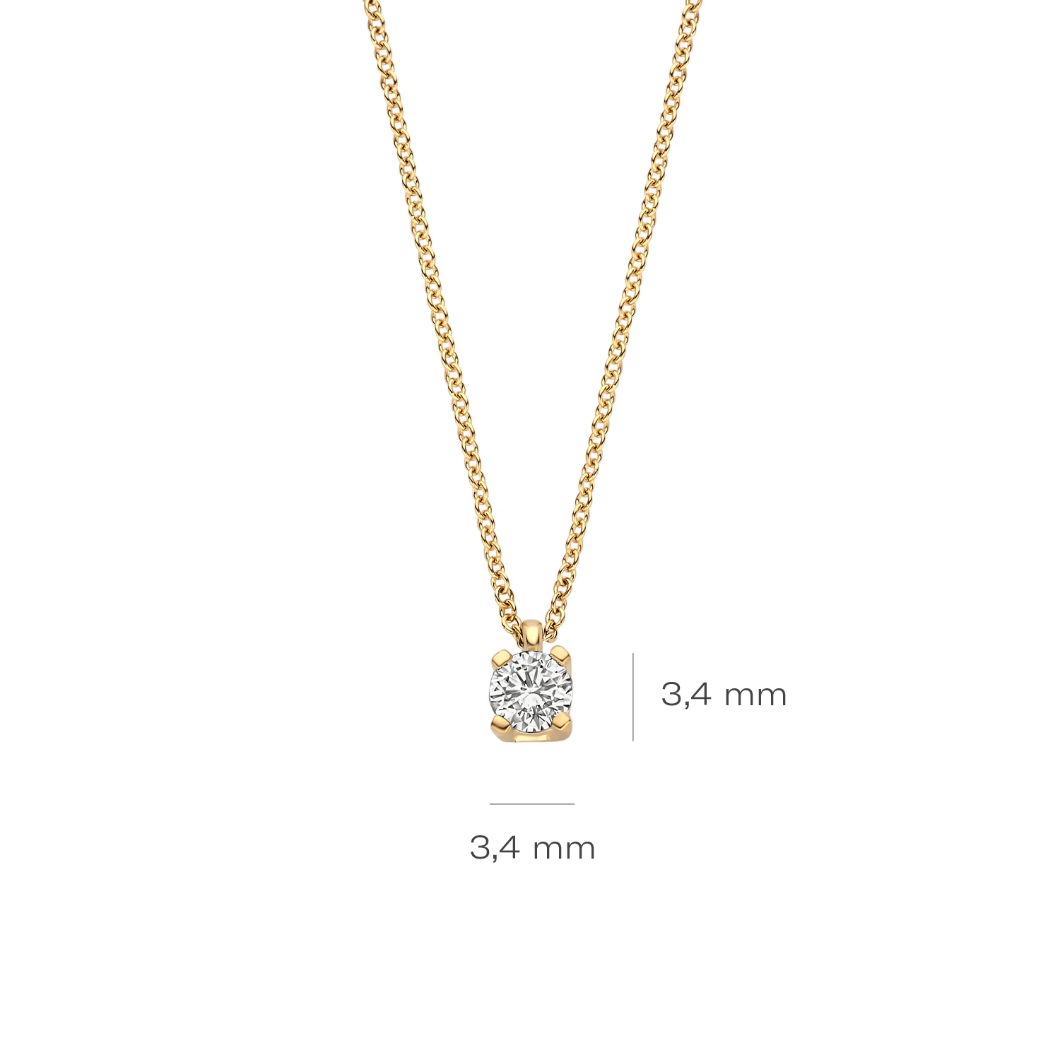 Collier Geelgoud (14k) met Lab grown Diamant