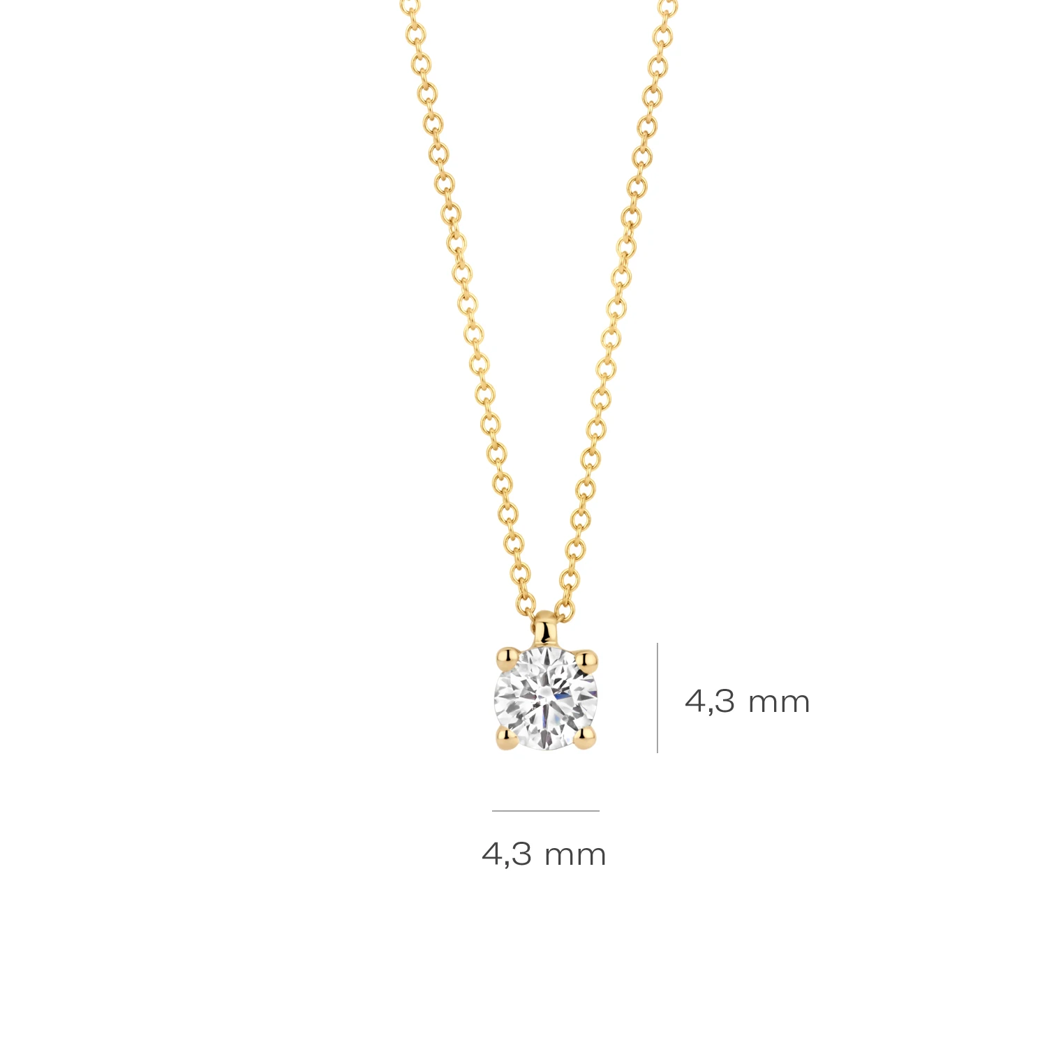 Collier Geelgoud 14k met lab grown diamant