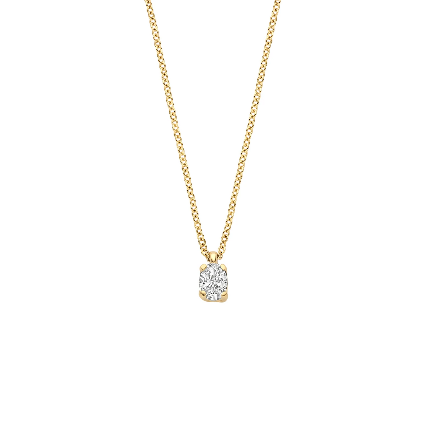 Collier Geelgoud (14k) met Lab grown Diamant