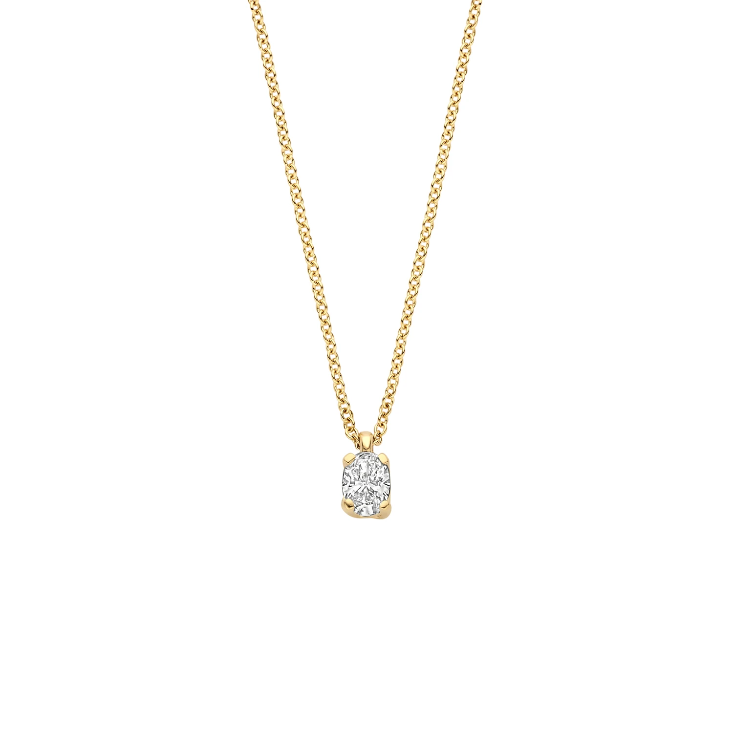 Collier Geelgoud (14k) met Lab grown Diamant