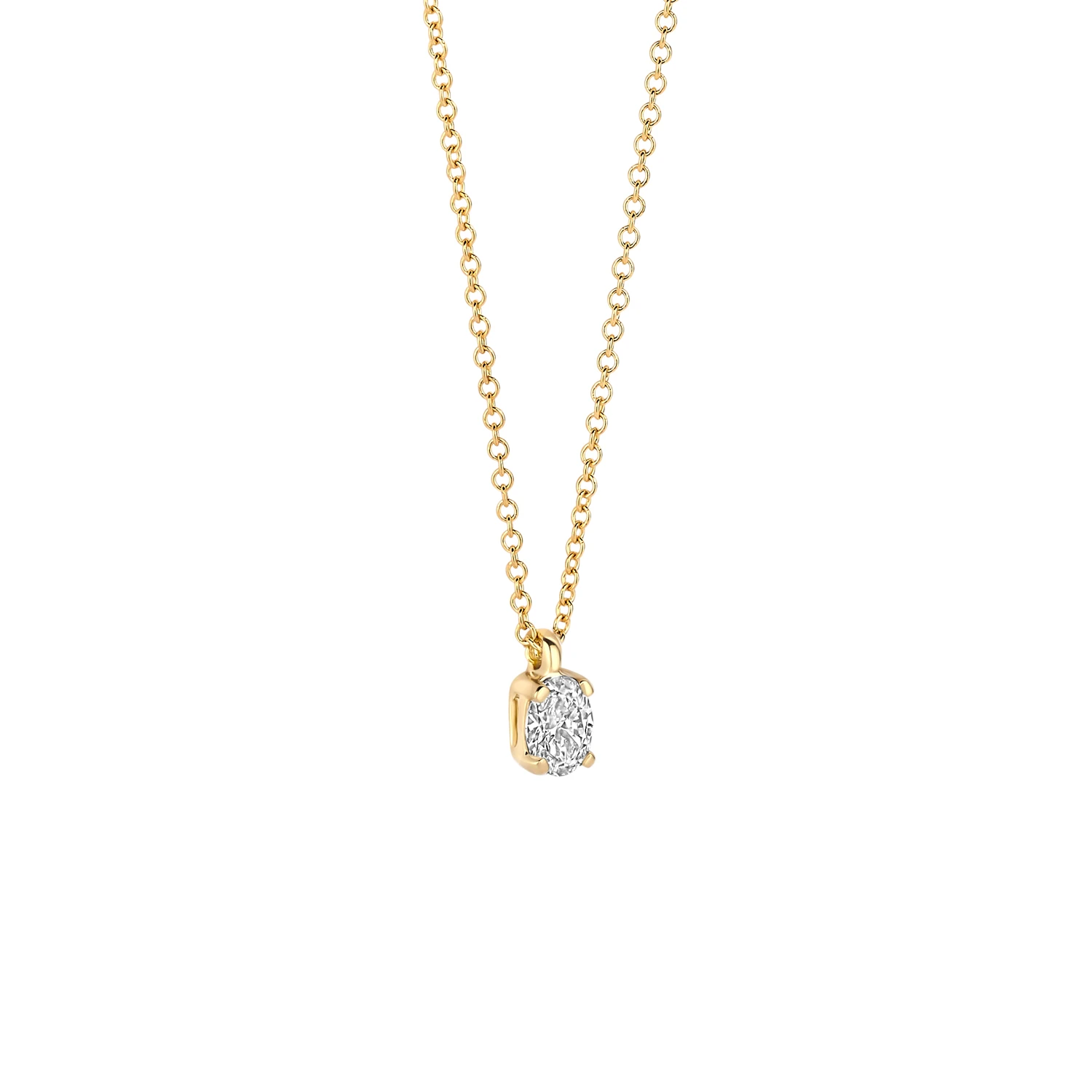 Collier Geelgoud (14k) met Lab grown Diamant